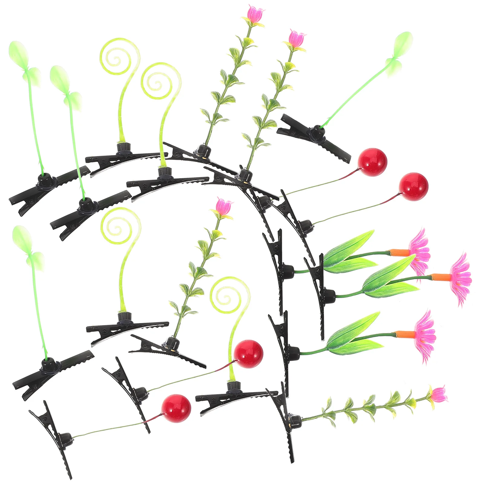 

30 шт., заколки для волос с имитацией растений, заколки для детей, аксессуары для девочек, детские металлические пластиковые ростки, забавные детские ручки