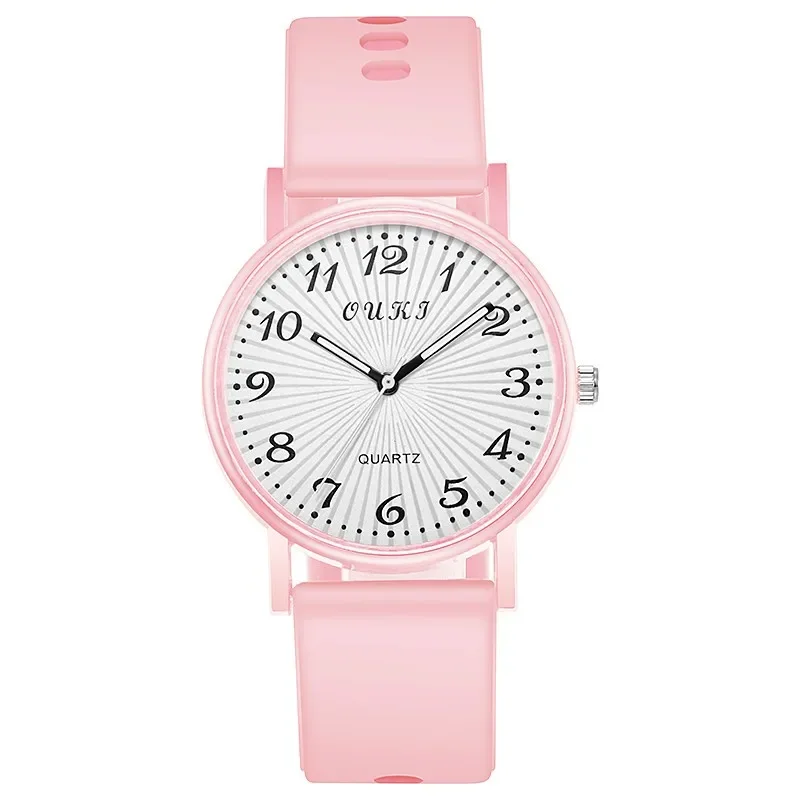 Pink Girls Fashion Women'S Watch Casual Fashion Watches For Gifts Classic Silicone Strap Circular Pointer Women'S Quartz Watch