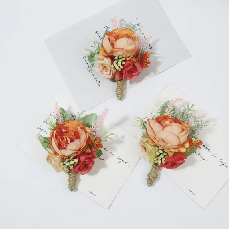 New Artifial Flowers wedding corsage for women Bridesmaid Groomsmen Marriage Accessories