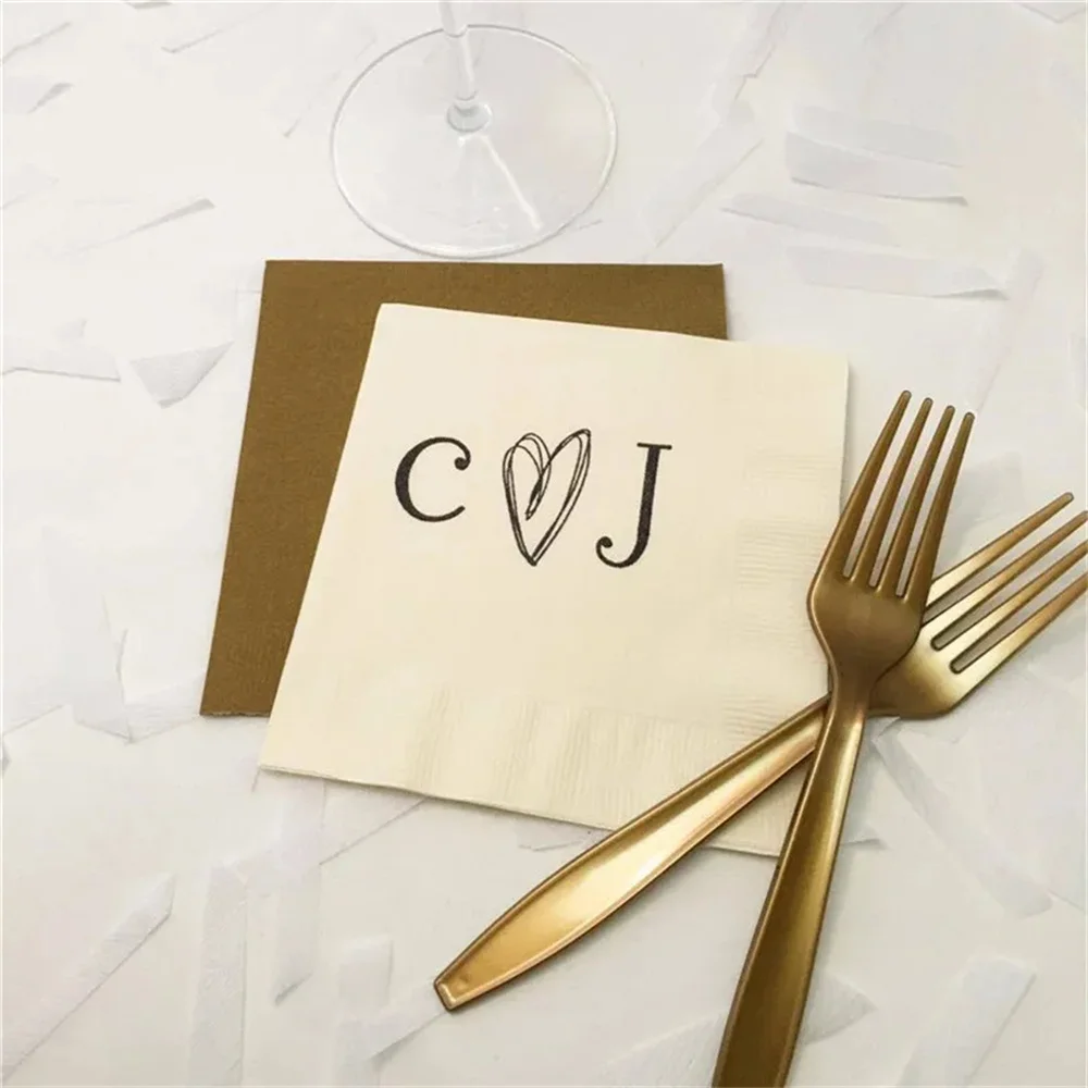 

50pcs Rustic Wedding Napkins - Personalized Napkins - Monogram Napkins - Cocktail Napkins - Bachelorette Napkins - -Baby shower