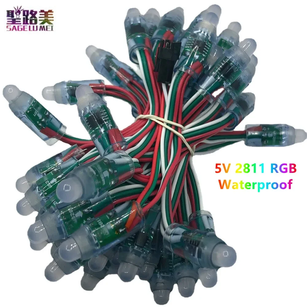 

50pcs/lot 5V 12mm WS2811 IC RGB Digital Full Color Led Pixels Module String Lights IP67 for Holidays Christmas Festival Lighting