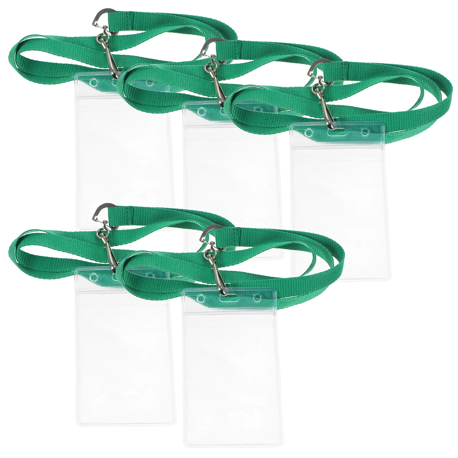 5 Set Tempat Kartu Vertikal Tali Gantungan Kartu Identitas Transparan Pvc Zinc Alloy Pelindung Untuk Foto Game Kartu Pos