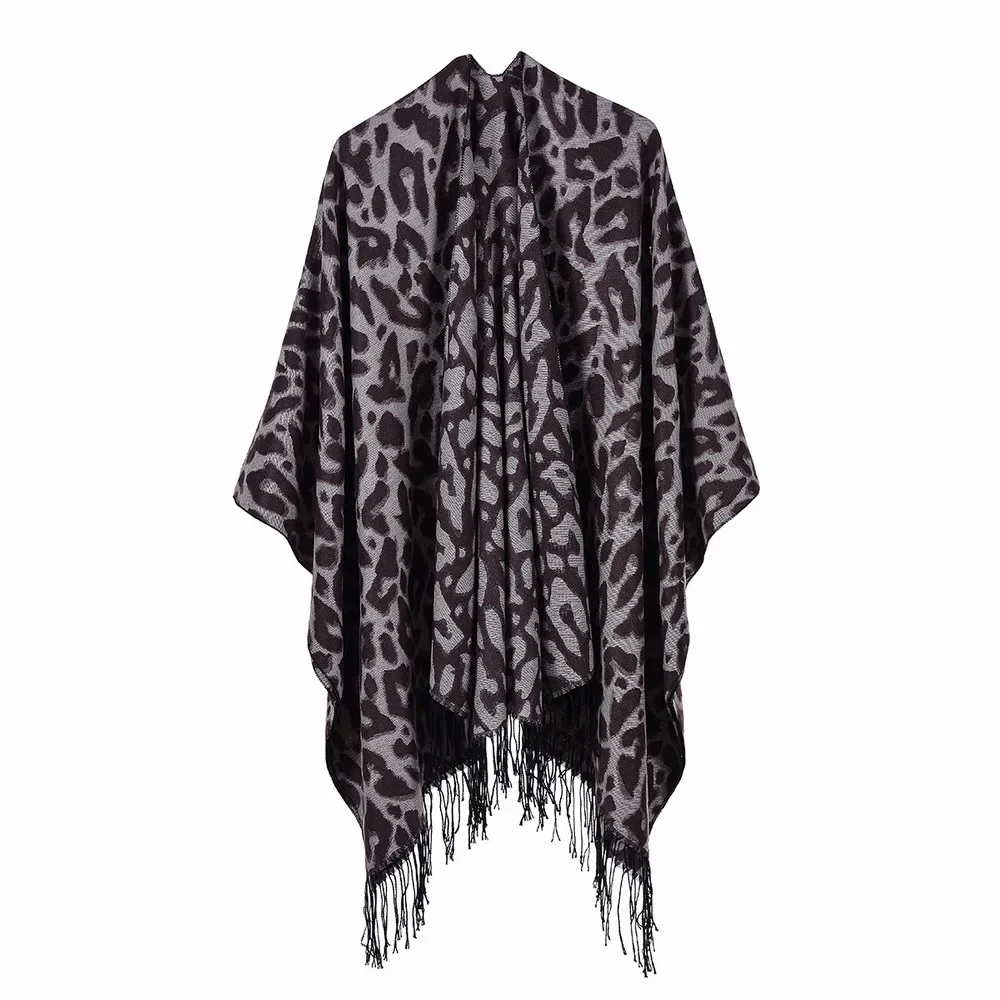 

Autumn Winter European American Street Women Scarf Versatile Warm Tassel Air conditioning room Shawl Lady Cloak Ponchos Capes 6