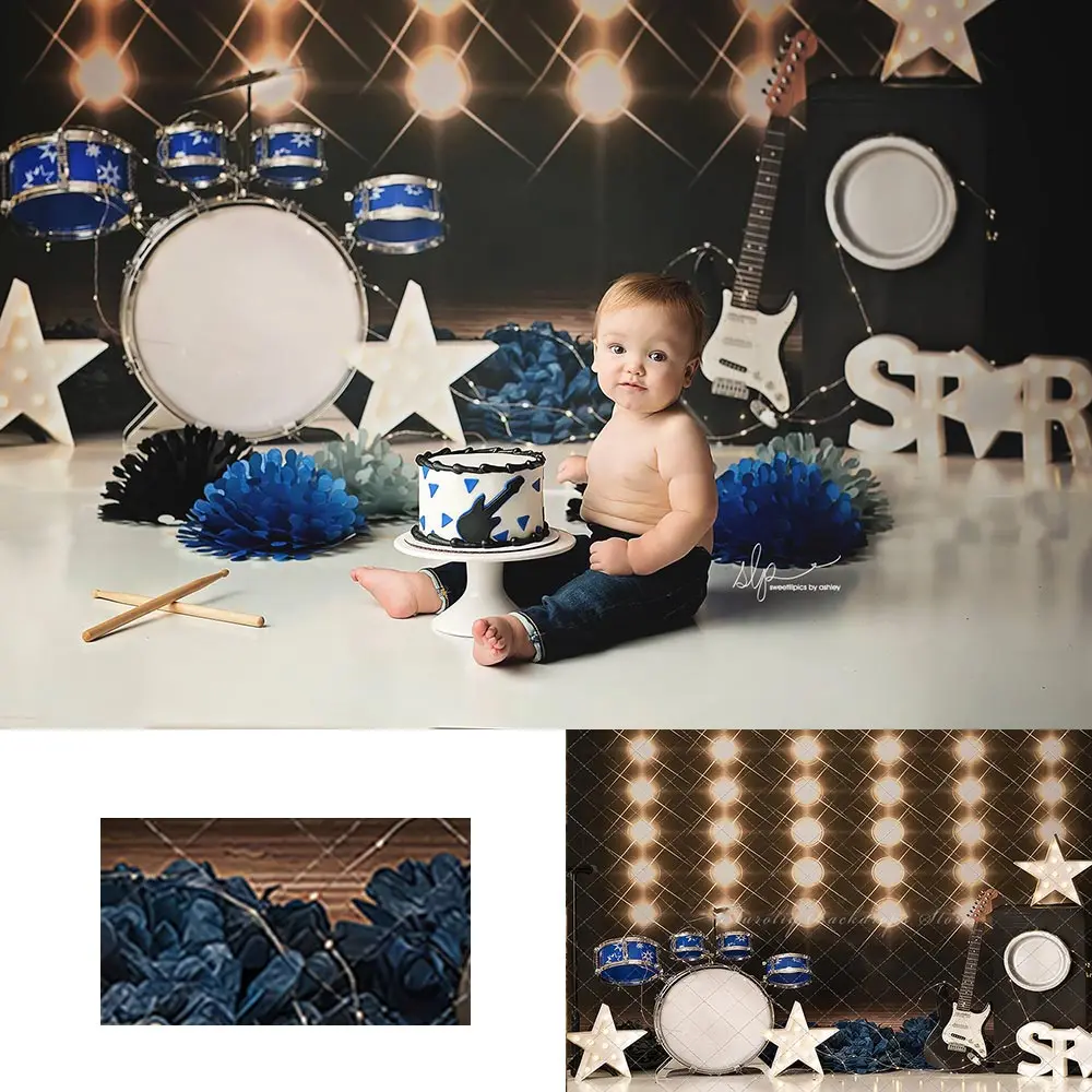 Rockstar Photo Backdrop Kids Baby Cake Smash Photography Props Child Adult Birthday Party Photo Shoot Backgrounds