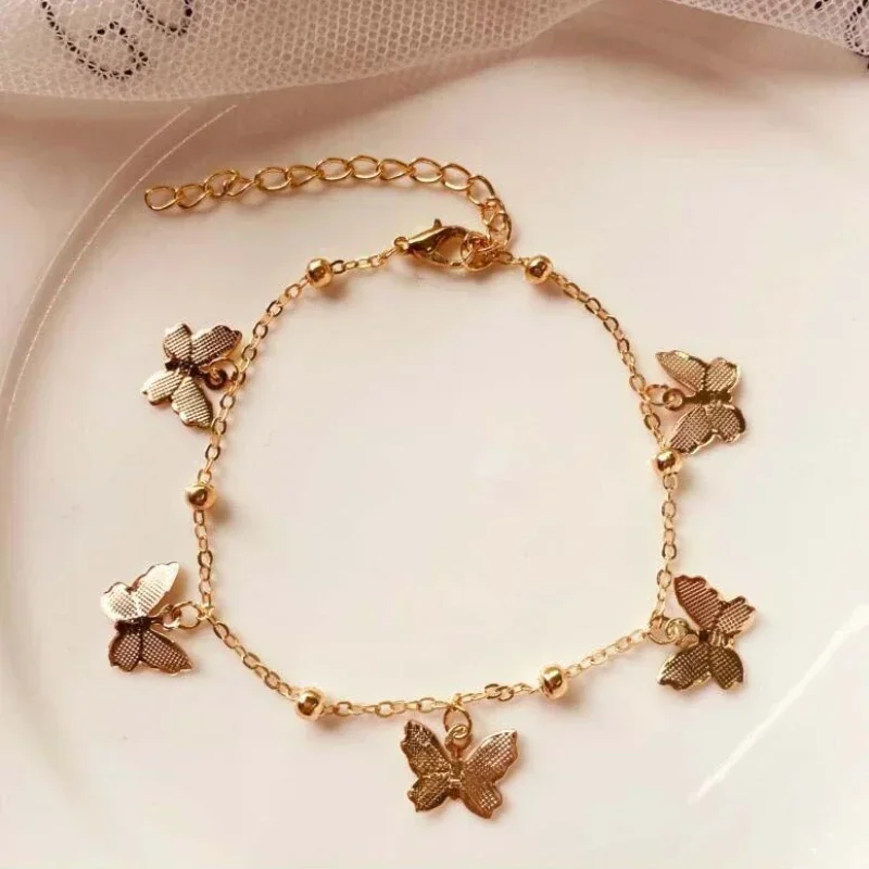 Bohemian Gold Silver Color Butterfly Fashion Anklets for Women Summer Beach Ankle Bracelet Foot Chain Jewelry