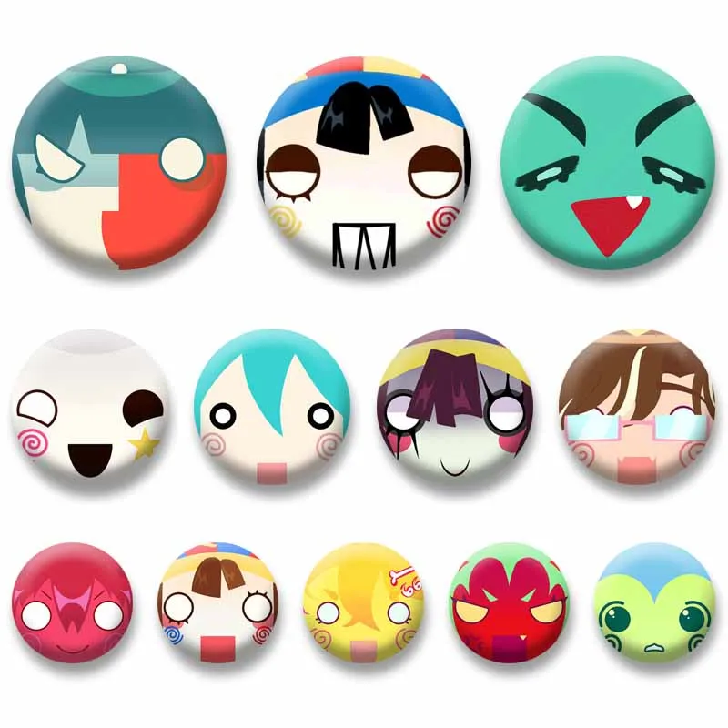 Creative Cartoon Character Round Brooch Anime Full Face Meme Funny Badge School Bag Clothes Hanging Decoration Jewelry Pins Gift
