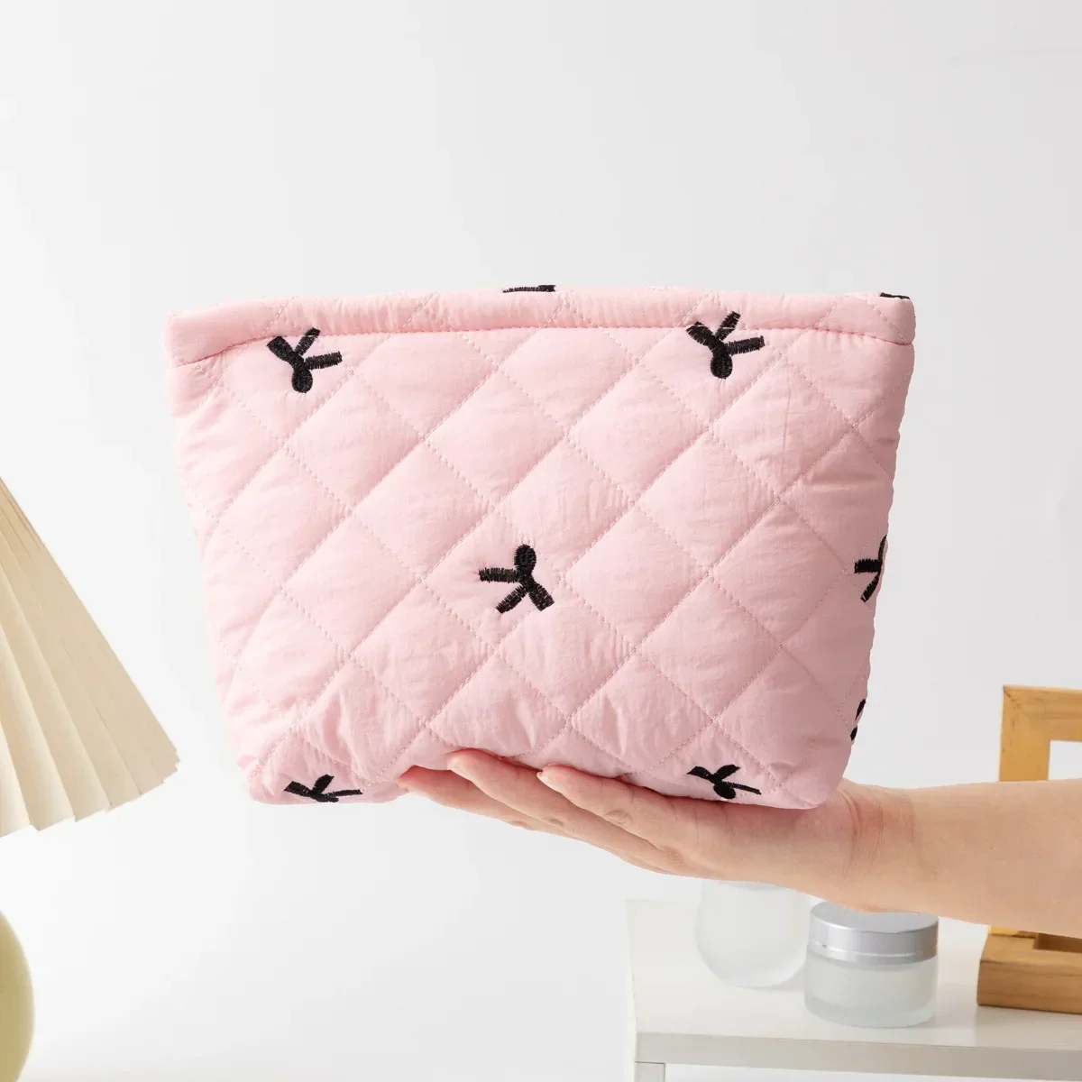 

Fashion Bow Makeup Bags Women Travel Cosmetic Organizer Women's Cosmetic Bag Cute Portable Makeup Pouch Clutch Bag Toiletry Bag