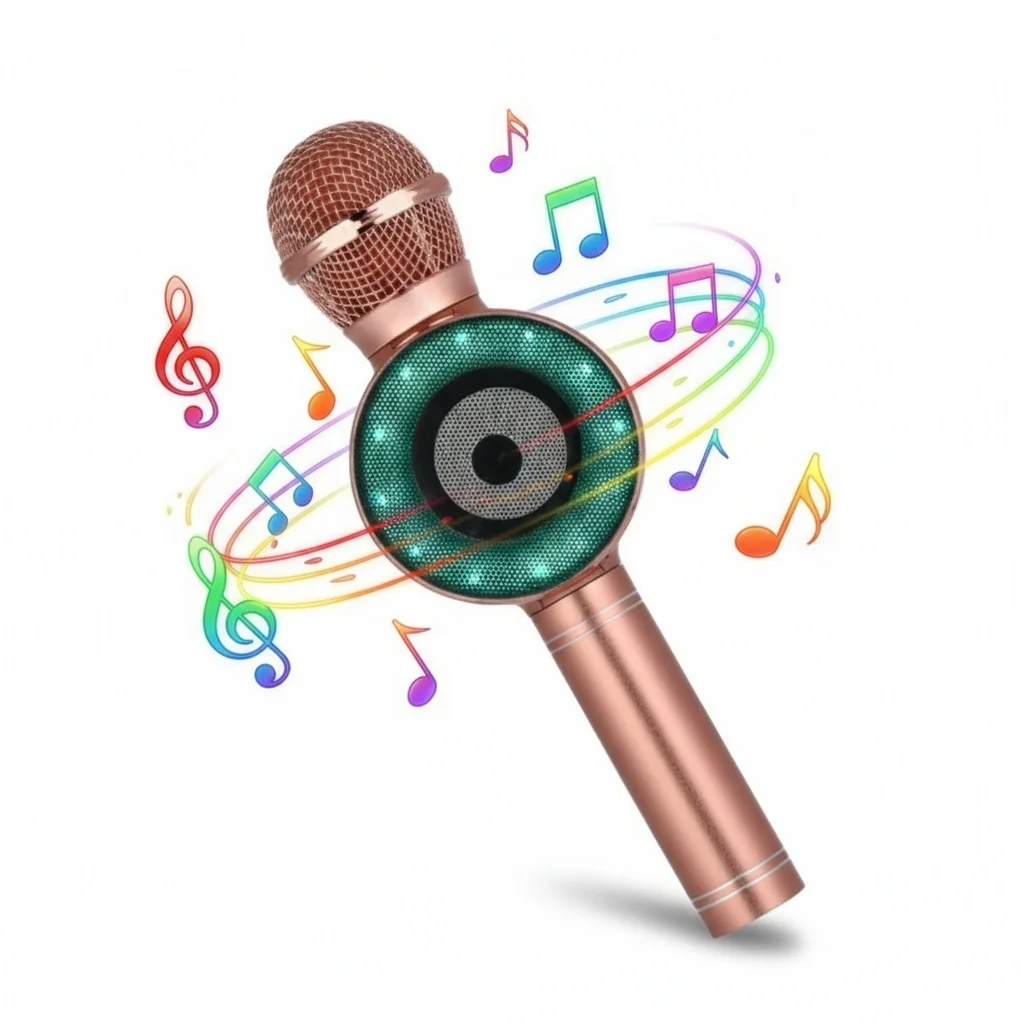 Microfono karaoke wireless all-in-one Altoparlante Bluetooth con cambio vocale magico Luci a LED Effetto eco per viaggi in festa