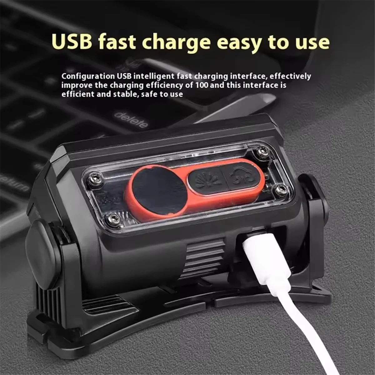 ABNJ COB LED Work Headlamp High Powerful Sensor Headlight Type-C Rechargeable Torch Waterproof Camping Fishing Search Lantern