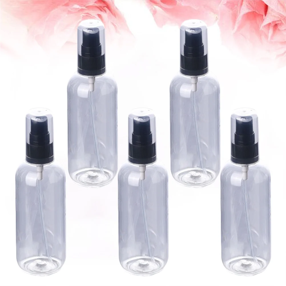 5 ชิ้น 50 มลขวดสเปรย์เปล่าขนาดกะทัดรัดปั๊มสีดำแบบรีฟิลได้เครื่องพ่นน้ำป้องกันการรั่วซึมสำหรับใช้ในร่มกลางแจ้ง