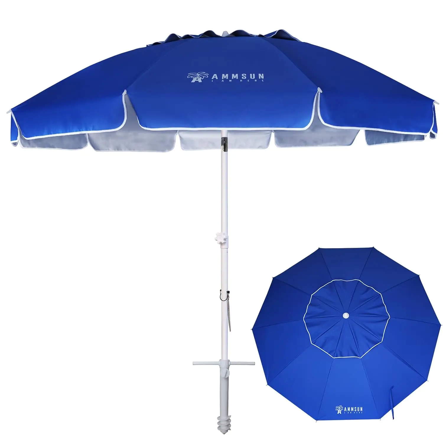 

Large 8-Foot Beach Umbrella with Sand Anchor, UV 50+ Protection, Air Vent, and Tilt for Outdoor Use
