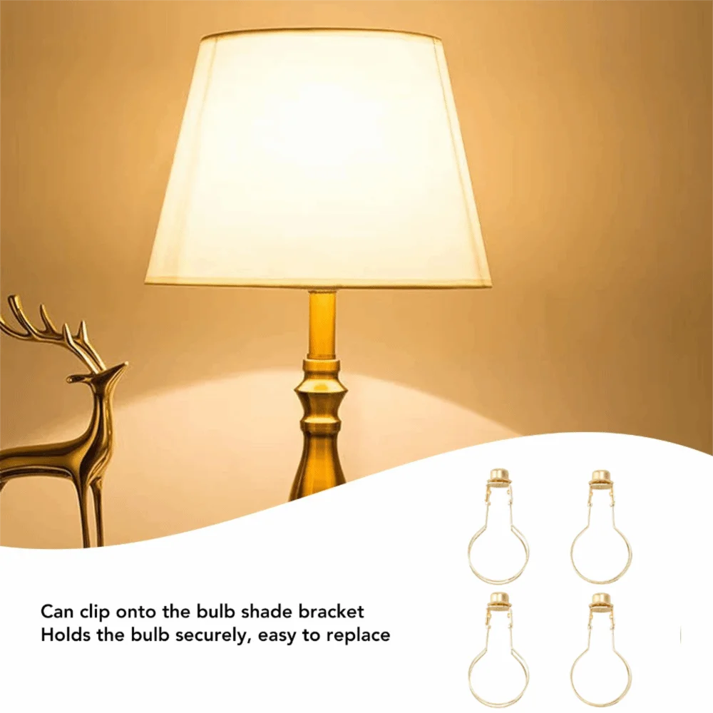 4pcs Convenient Iron Bulb Clip Adapter 4.3 x 2.1in Lamp Shade Holder Clip On Lampshade DIY Lighting Projects