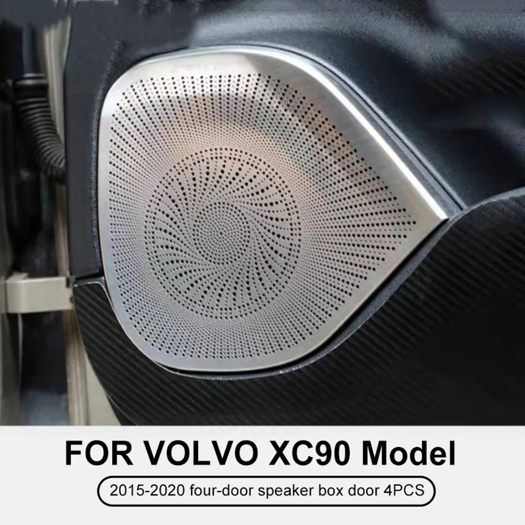 For Volvo XC90 2015-2020 Door Audio Speaker Frame Loudspeaker Cover Stainless Steel Sound Sticker Trim 4Pcs