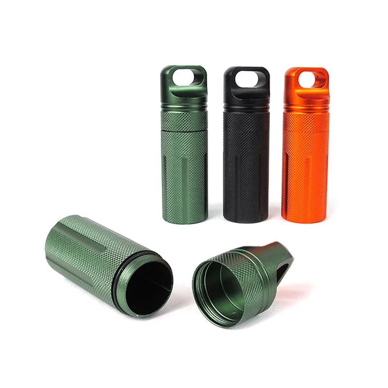 

Outdoor EDC Container Case Waterproof Survival Container Capsule Aluminum Pill Bottle Match Battery Holder Case Survival Box