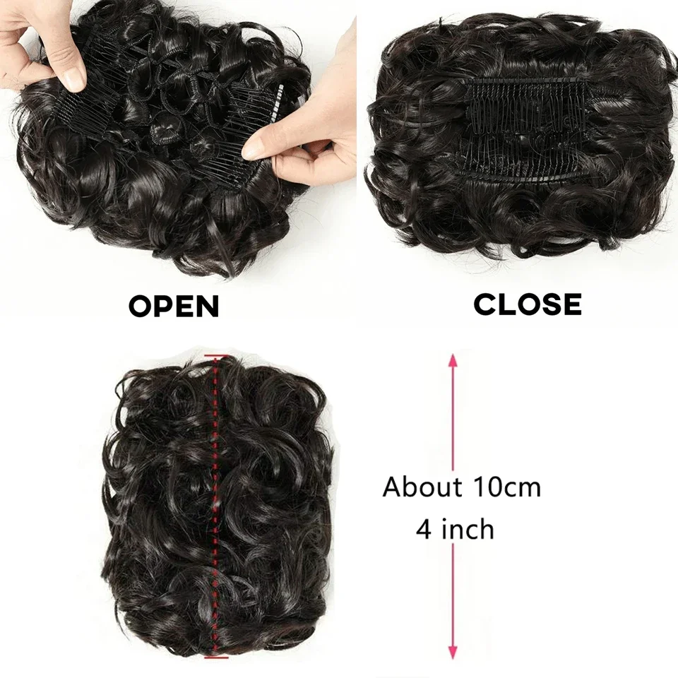 Peine grande sintético con Clip para extensión de cabello rizado, piezas de cabello moño, cubierta Updo para mujer, extensión de cabello, moño