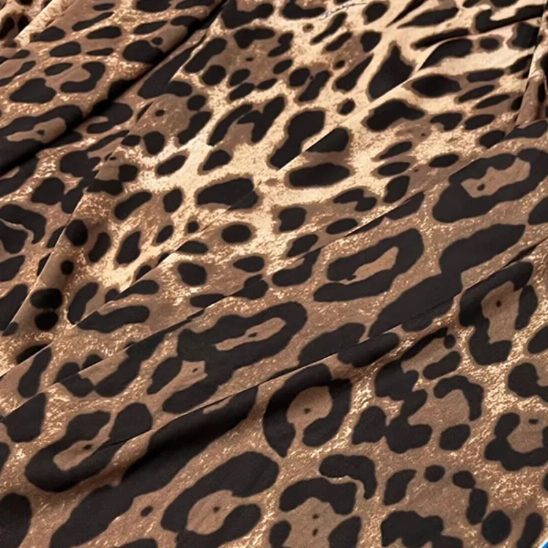 Leopard Printed Poplin Pure Cotton Fabric Brand Fashion Design Soft Polyester Satin Cloth for Dress Diy Sewing Material