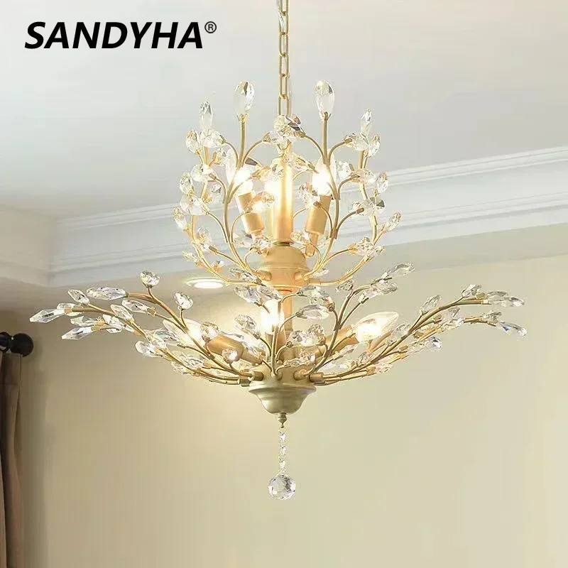 

SANDYHA Modern Lustre Salon Chandeliers American Minimalism Crystal Led Lamp Living Room Dining Bedroom Home Decoration Lighting