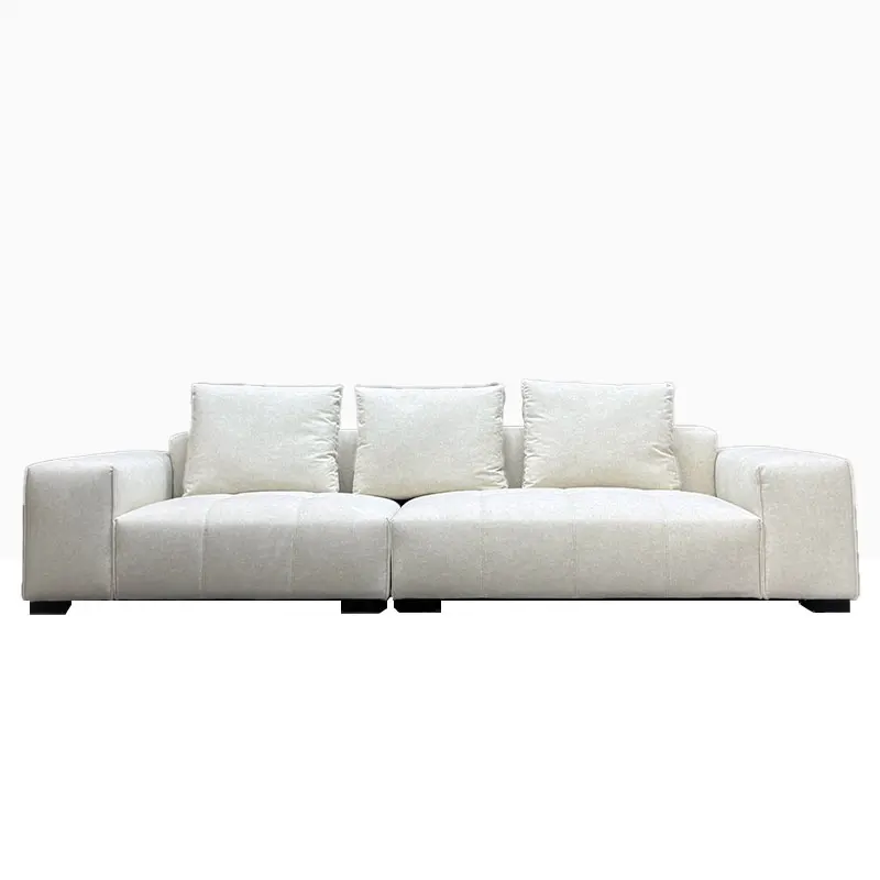 

#Middle Vintage Frosted Cloth Sofa Simple Cream Style Elemental Elegant Living Room Furniture