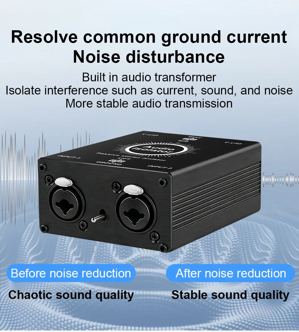 HiFi Stereo Audio Isolationsbox XLR 6.35 Erdschleifenisolator Geräuschfilter Hum-Eliminator für Audiosysteme zur Beseitigung von Hum-Geräuschen – Detail 2