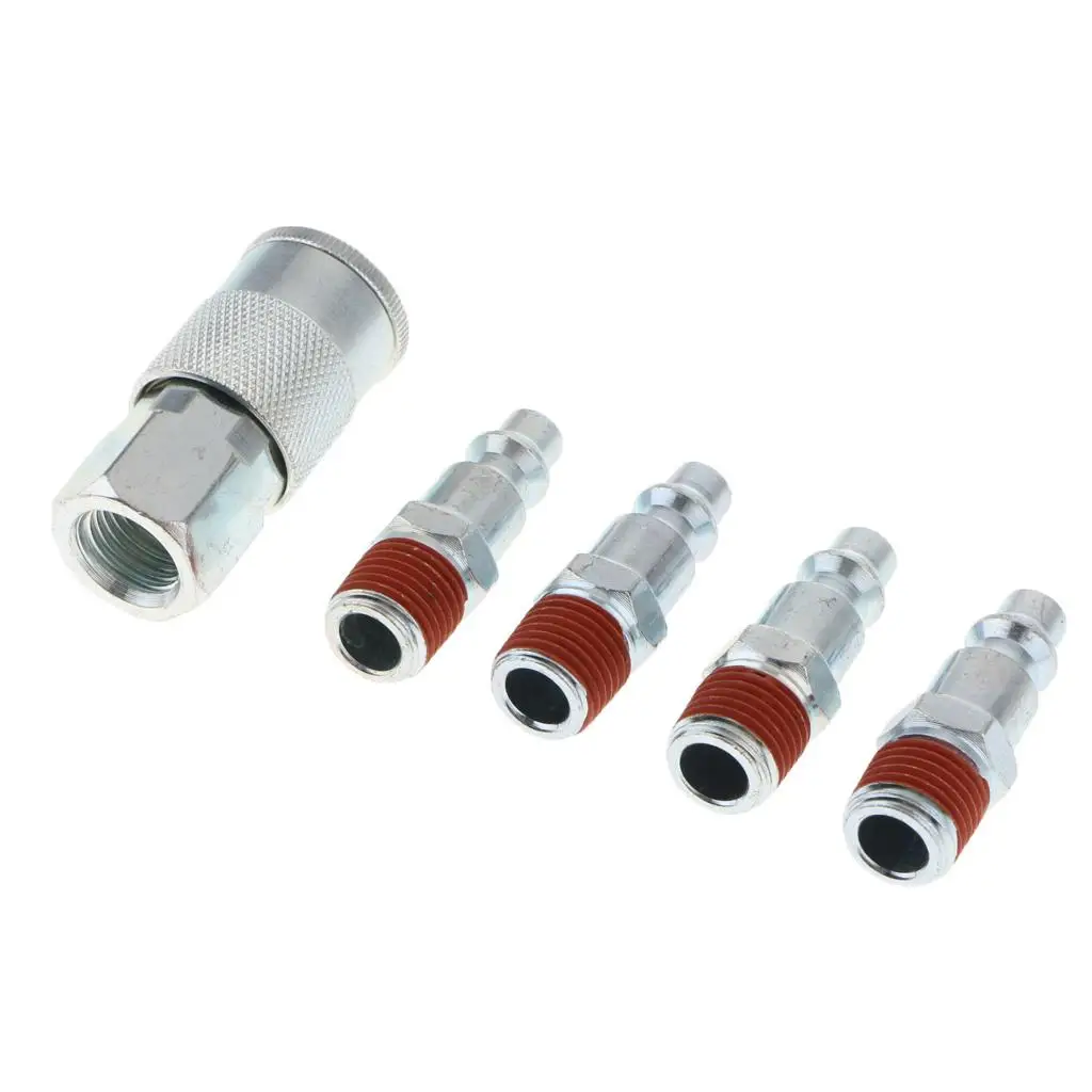 

5 Pieces Air Line Hose Compressor Fitting Connectors Quick Release 1/4'' NPT