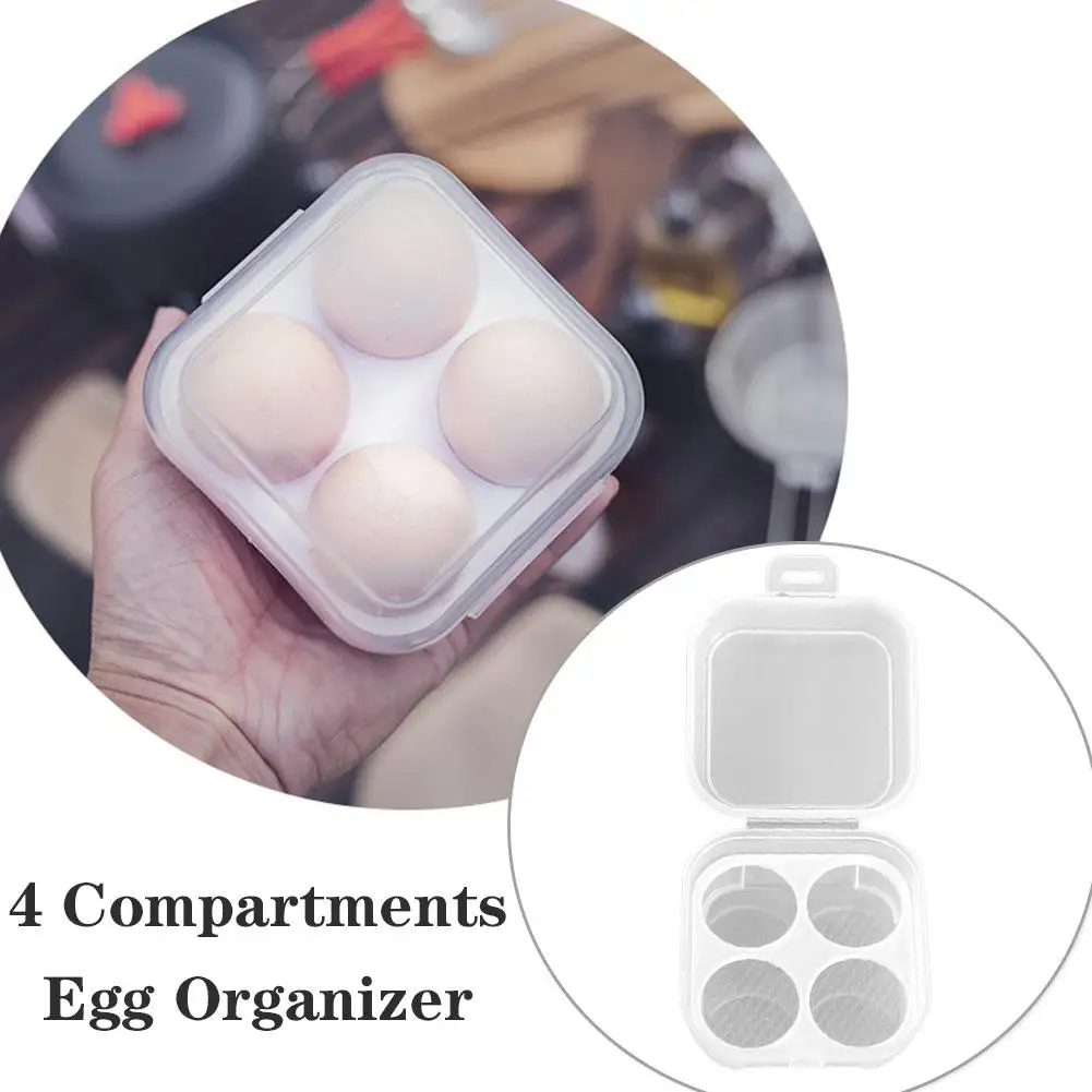 4 Grids Egg Box Egg Holder Container For Outdoor Camping Picnic Anti-fall Egg Storage Boxes Refrigerator Kitchen Organizer R7T7