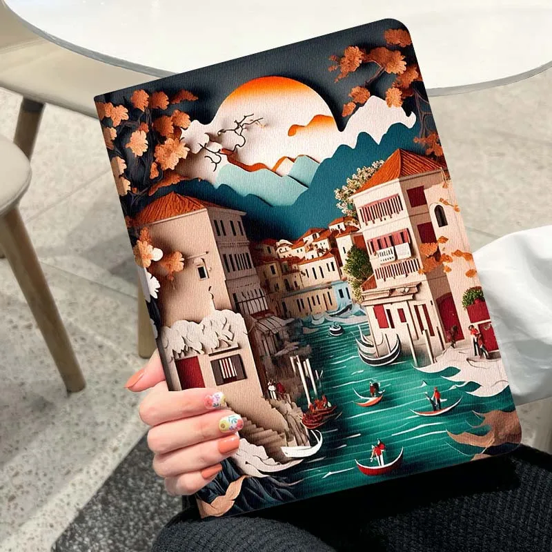 Artistic landscape patterns For iPad Pro Air Mini 1 2 3 4 5 6 7 7th 8th 9th 10th 11th 10.2 9.7 10.5 10.9 11 2025 Tablet Case