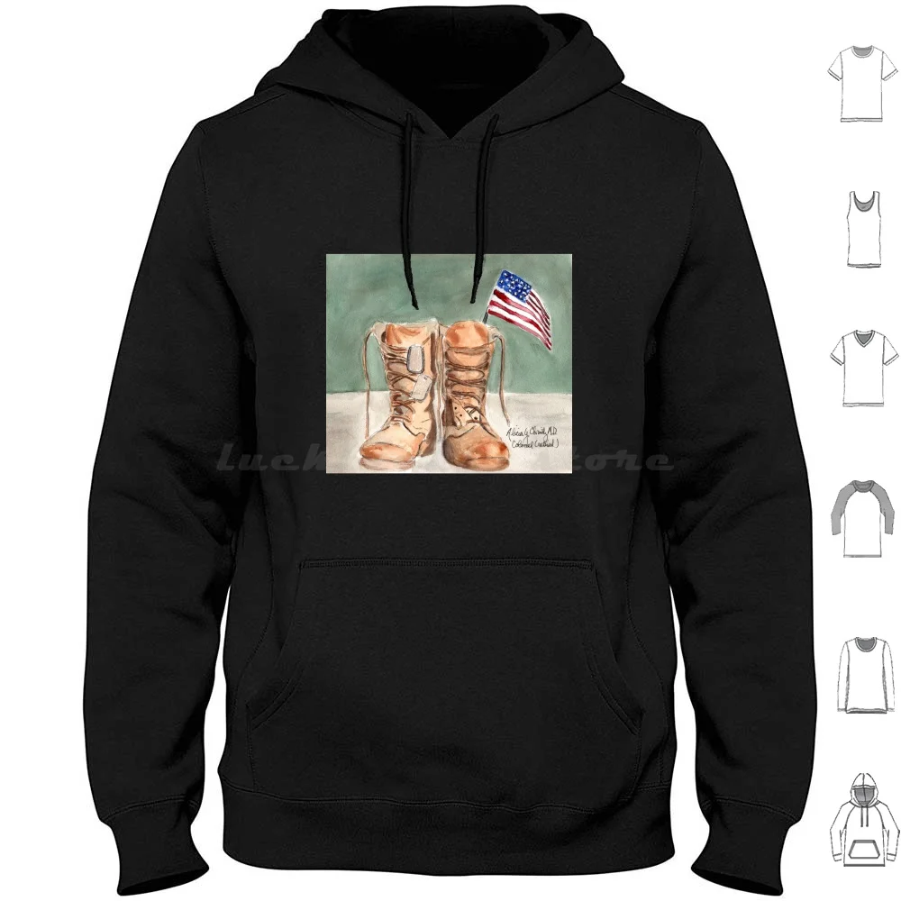 They Wore The Boots Hoodie Cotton Long Sleeve Military Combat Veteran Patriot