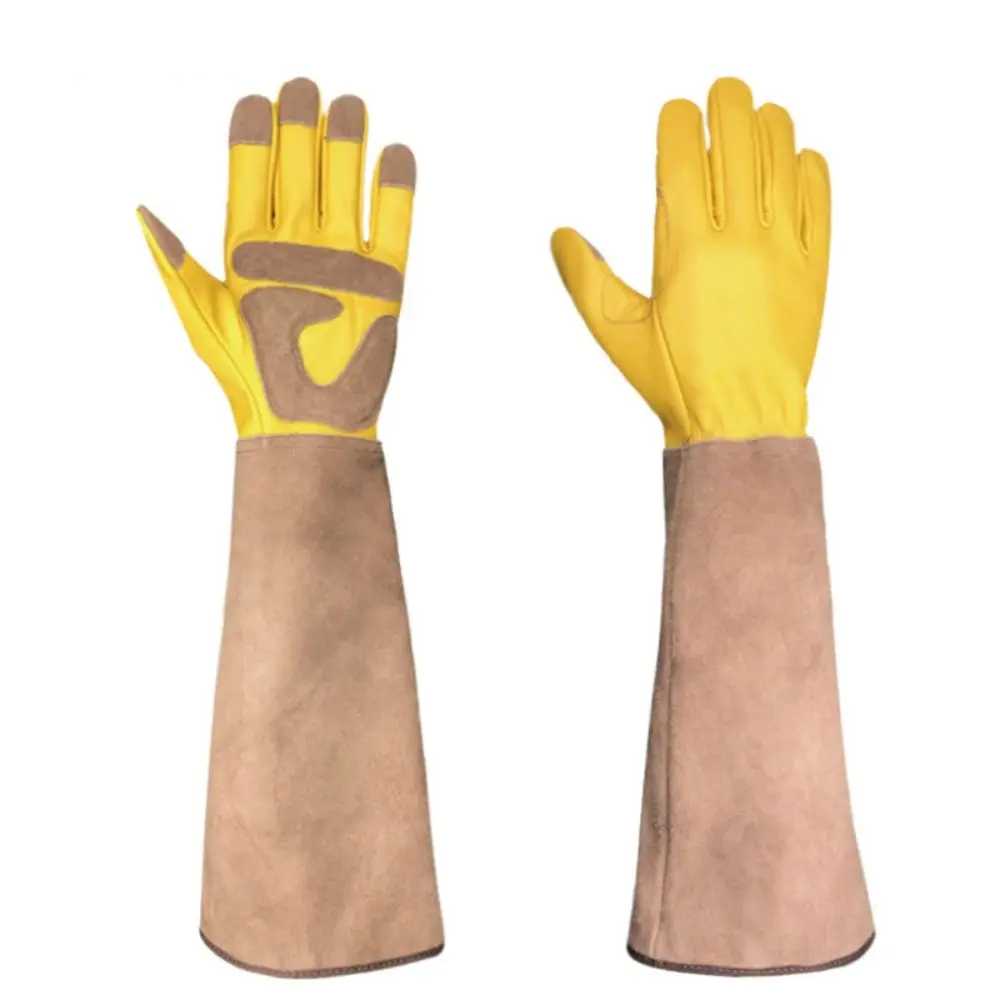 High-quality Safety Long Gardening Gloves Anti-slip Thickened Work Gloves Cowhide Anti Stab Labor Protection Glovess Men Women