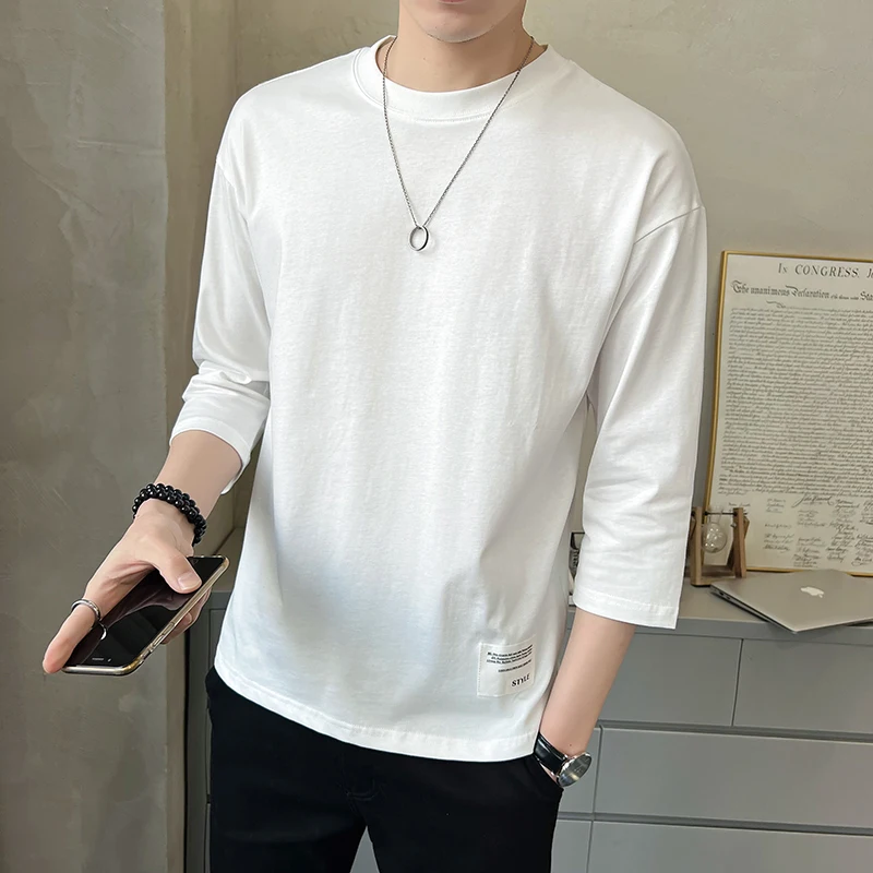 Summer New Style Men's Fashion Casual Short-Sleeved T-Shirt Air Conditioner Shirt Three-quarter