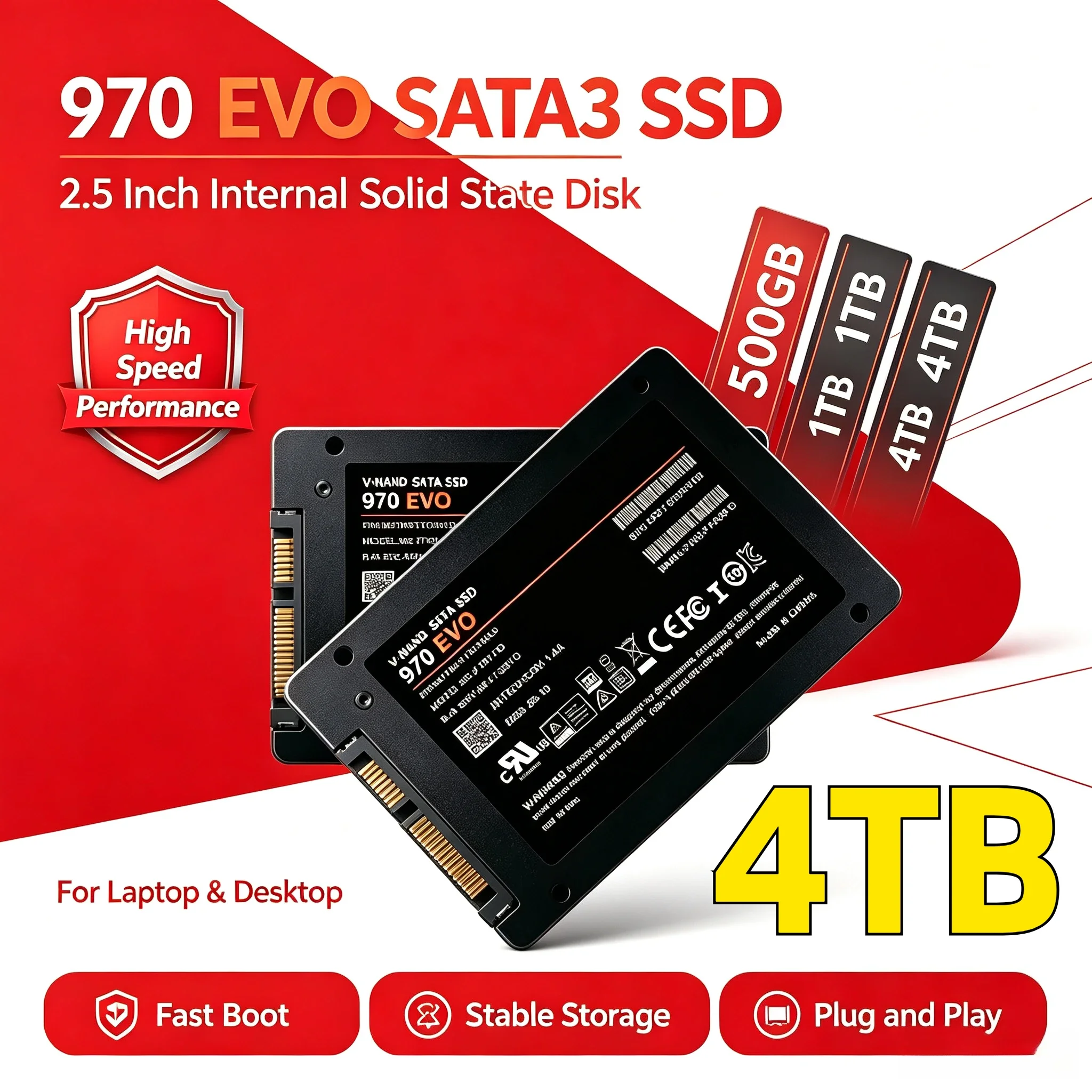 Original 970 Evo 500GB 1TB 2TB Internal HDD Hard Drive 4TB Solid State Disk SSD  Sata3 2.5 Inch For Laptop Microcomputer Desktop