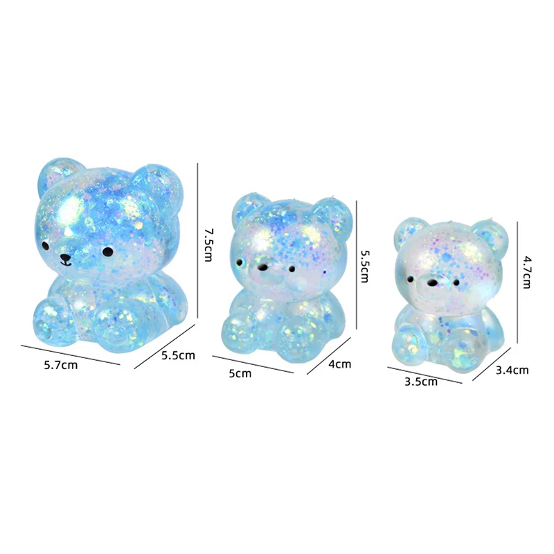 Glitter Gummy Bear Needoh Small Cute Animal Anti Stress  Splat Decompressions Vent Squeeze Toy  Bear Prop