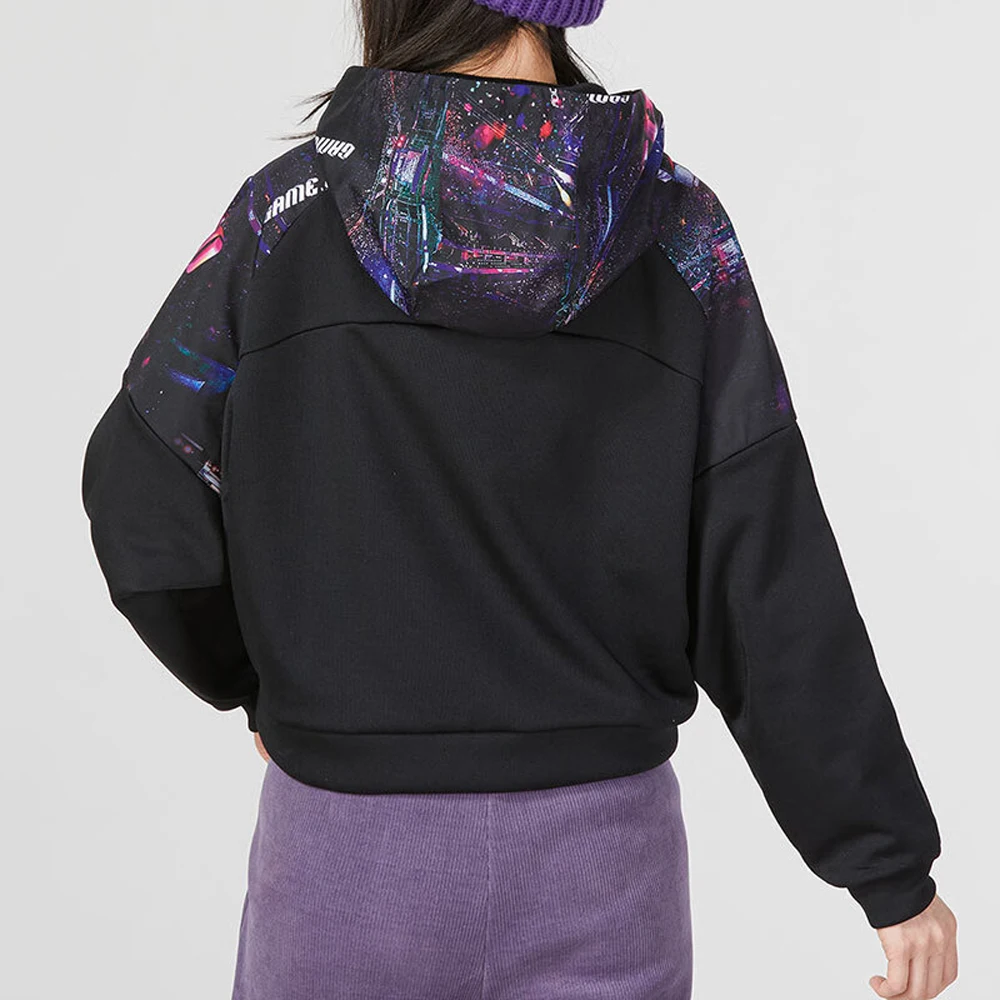 Adidas Originals Line Stylish Black Hooded Sweatshirt Unique Panel Design Short Length For Daily Trendy Outfits