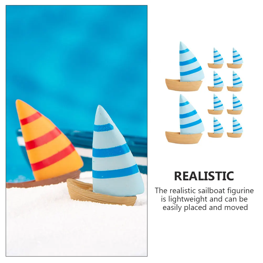 

10pcs Miniature Sailboat Decor Realistic Figure Landscaping Ornaments TableDecor OceanTheme MultiFunction MiniFigurine