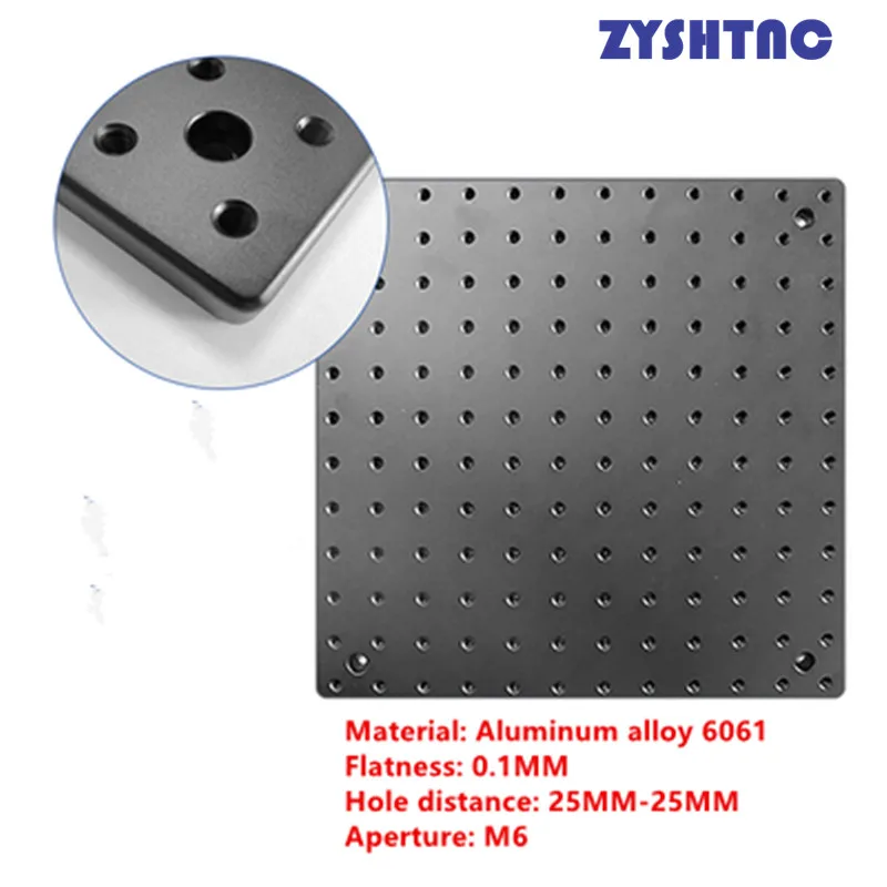 High Precision 150x150x13MM Optical Flat Optical Breadboard Optical Plate Black/White Anodized Aluminum M6 Tapped Mounting Holes