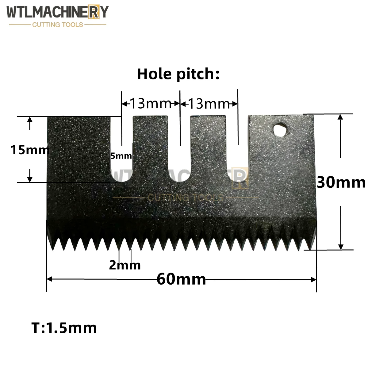 1Pc Carton Sealer Tooth Knife Black Coated (Anti-sticking) 60x30x1.5 Semi Auto Adhesive Tape Carton Sealing Machine Tooth Blades