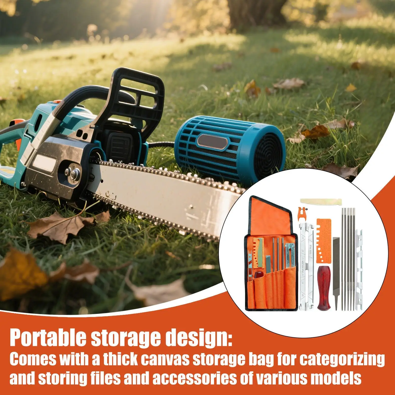 

Chainsaw Chain Sharpener 14 Pieces Chainsaw File With Storage Bag Grinders Accessories For Outdoor Work Wood Processing Yard