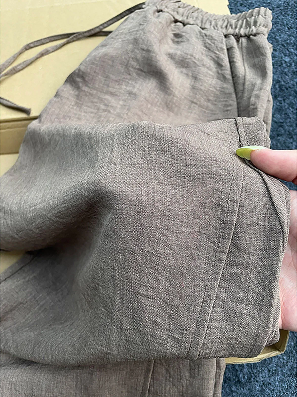 Lightweight Loose Men's Casual Pants Draped Feeling Wide Leg Straight Tube Sports Cooling Sensation Simulated Linen Knife 