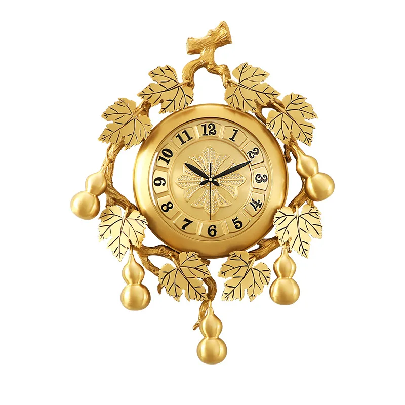 

New Chinese style, brass, wall clock, living room, silent, household, atmospheric