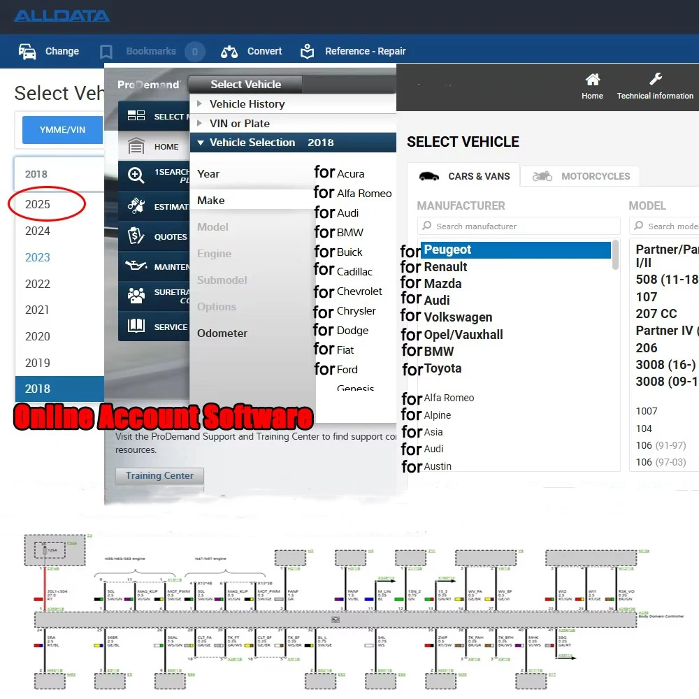 Онлайн-программное обеспечение Alldata 2025 года Haynes-Pro Mit-chell