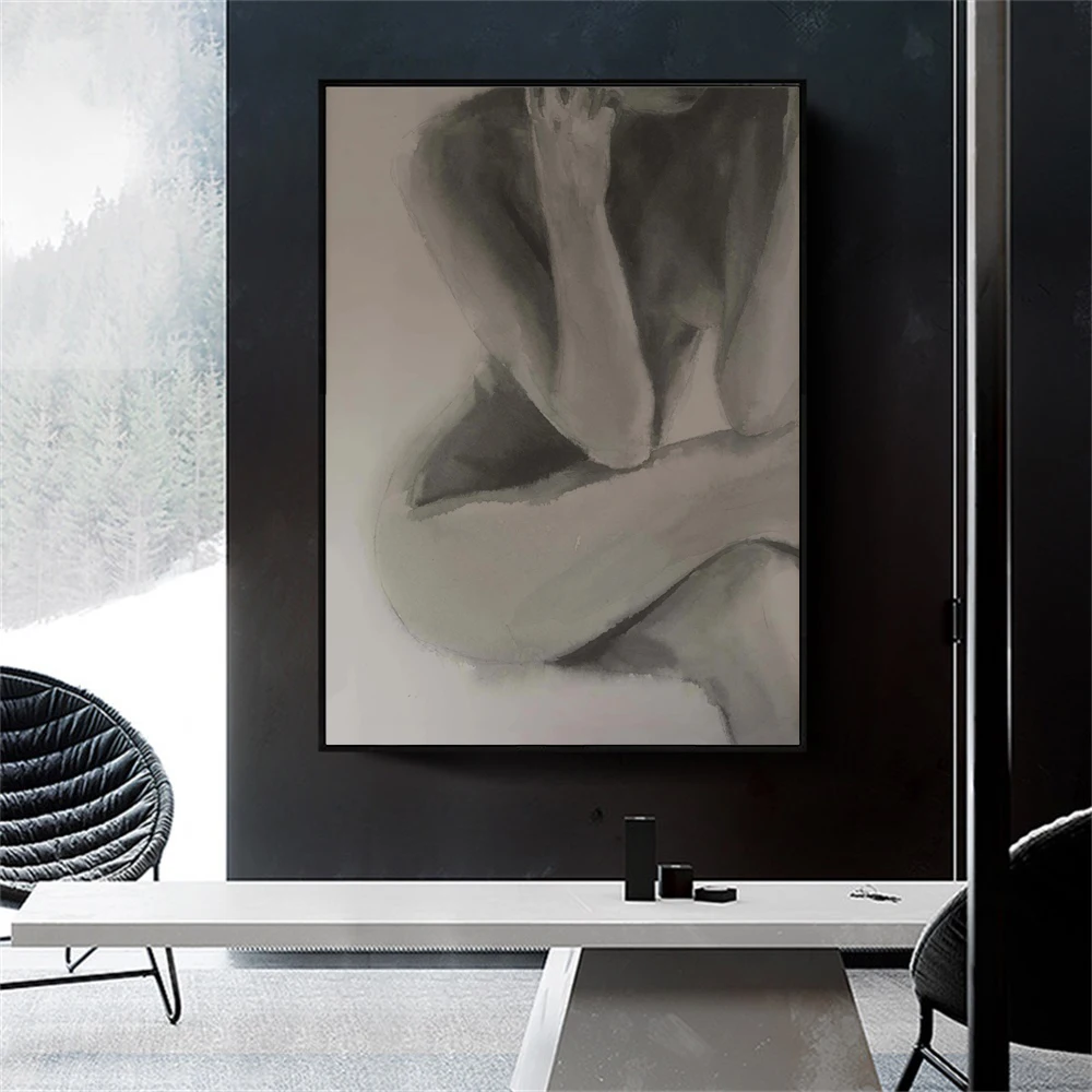 Female Body Art Poster Black and White Woman Wall Art Canvas Painting Prints Nordic Living Room Porch Home Decor Feminist Gift