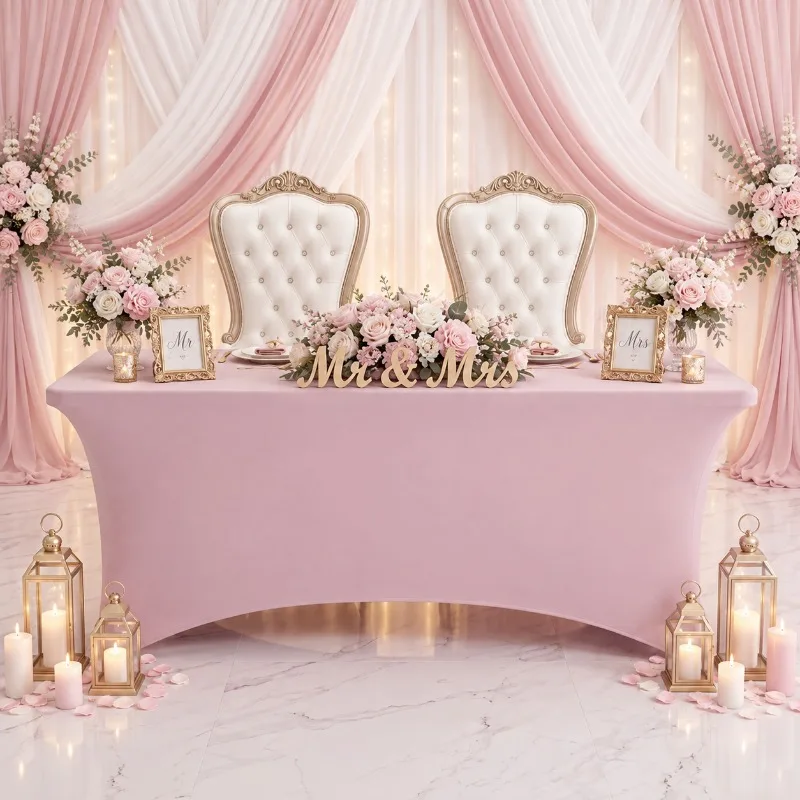 Stretch Spandex Tablecloth Wrinkle Resistant Fitted Table Cloth Washable Rectangular Table Protector Cover Wedding Decoration