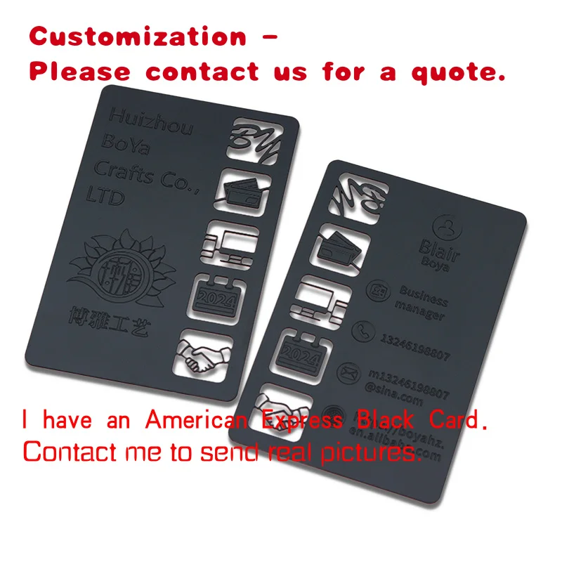

custom.Metal Stainless Steel Black Blank VIP Premium Membership Card Print Size Vip Custom Metal Business Cards Custom