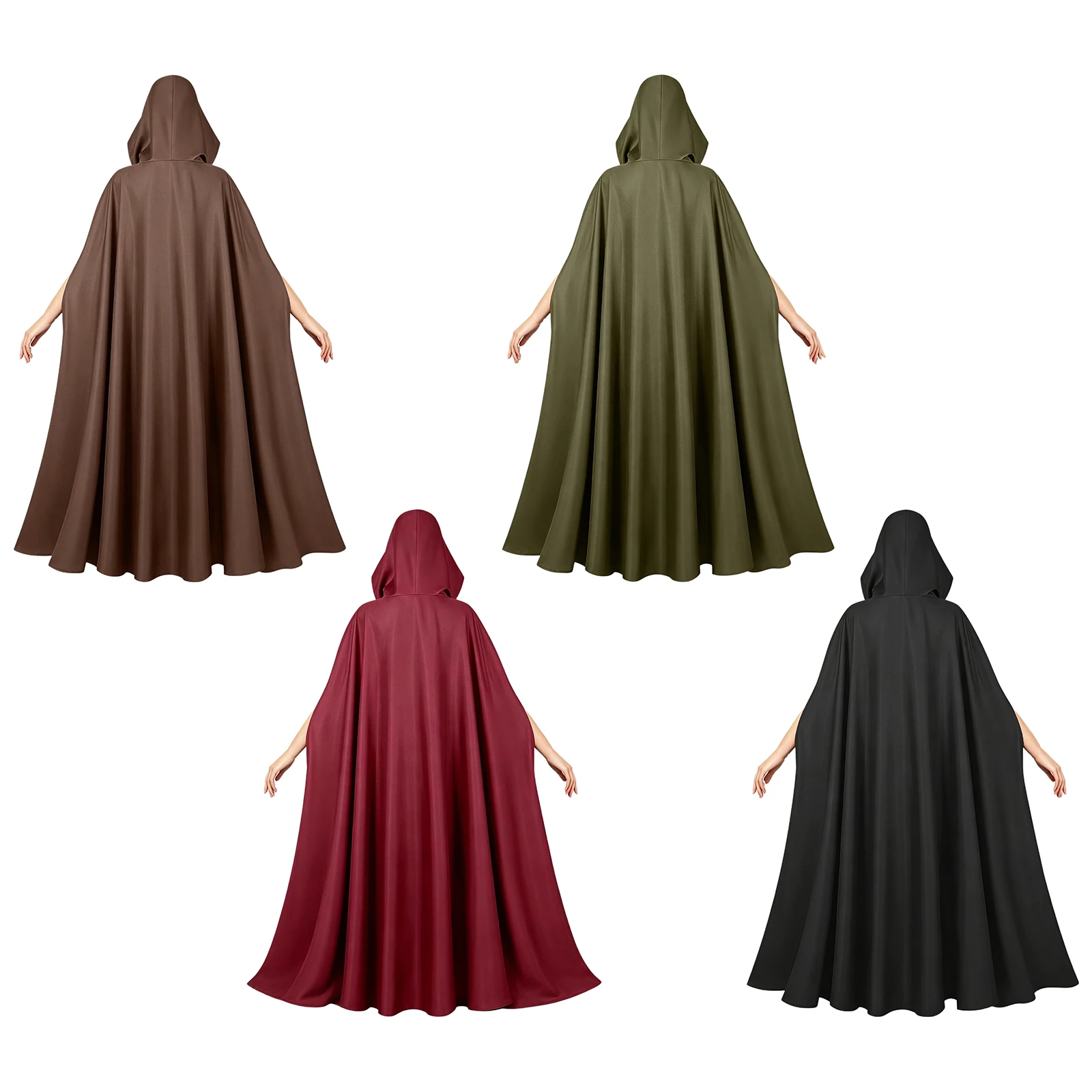 Adults Unisex Hooded Cape Cloak Renaissance Knight Wizard Robe for Halloween Cosplay Theme Party Medieval Fantasy 6