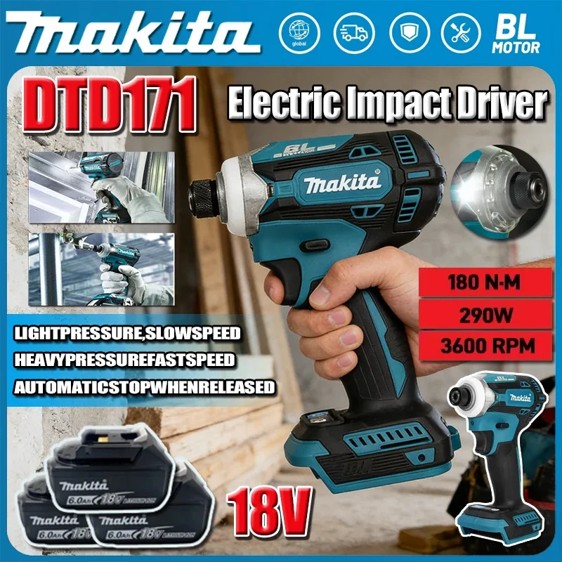 

Аккумуляторный бесщеточный ударный шуруповерт Makita DTD171 18В, оригинальный электроинструмент Makita