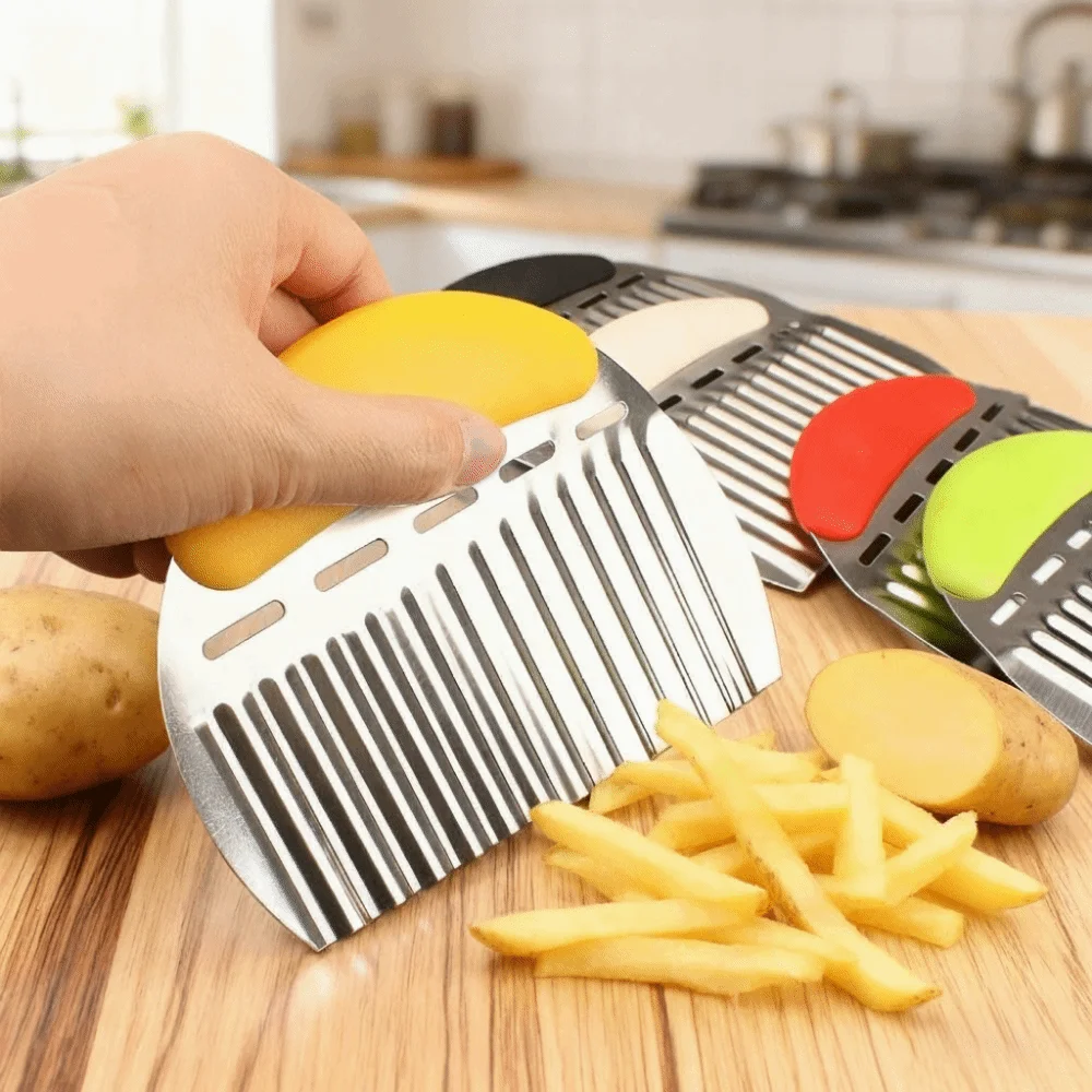 Professional Wave Shape French Fries Cutter Ergonomic Handle Durable Vegetable Chopper Heavy Duty Crinkle Cutter Cutter Tools