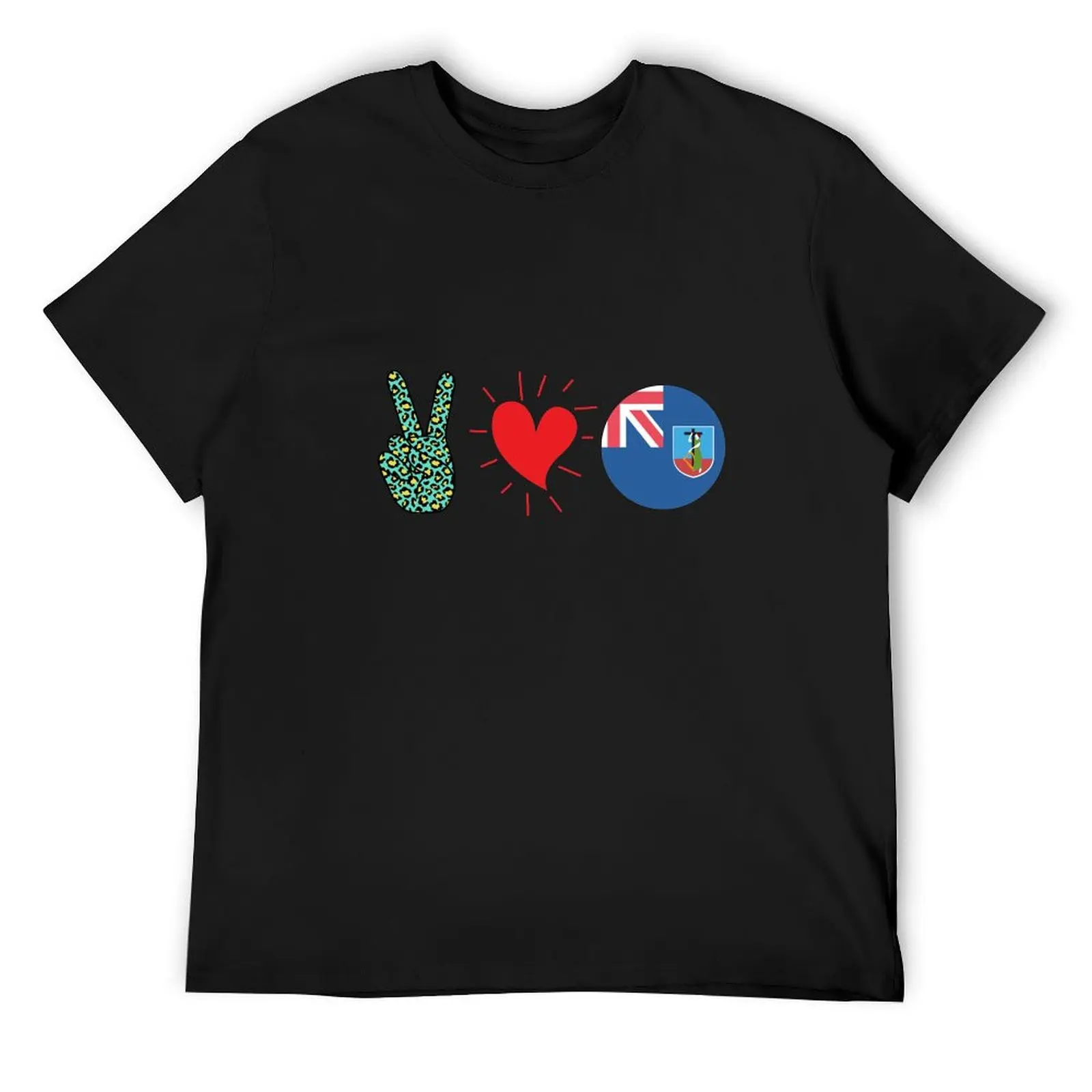 

peace love montserrat T-Shirt quick-drying vintage anime shirt shirts graphic tee shirts for men