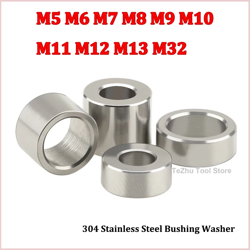 

M5 M6 M7 M8 M9 M10 M11 M12-M32 304 Stainless Steel Bushing Washer Round Hollow Unthreaded Stand-off Spacer Gasket Length 1-20mm