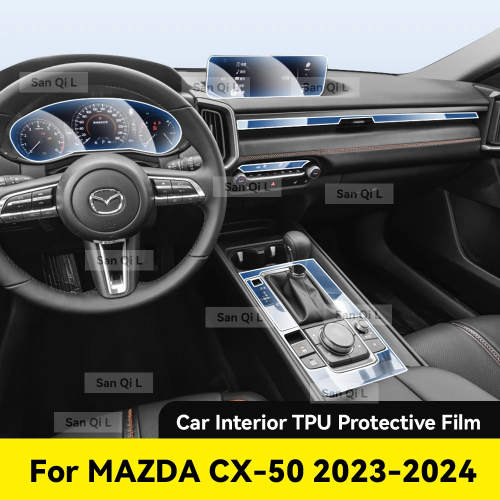 

Для MAZDA CX-50 2023 2024, защита от царапин, дверь автомобиля, центральная консоль, медиа-приборная панель, навигация, автомобильные аксессуары, защитная пленка из ТПУ