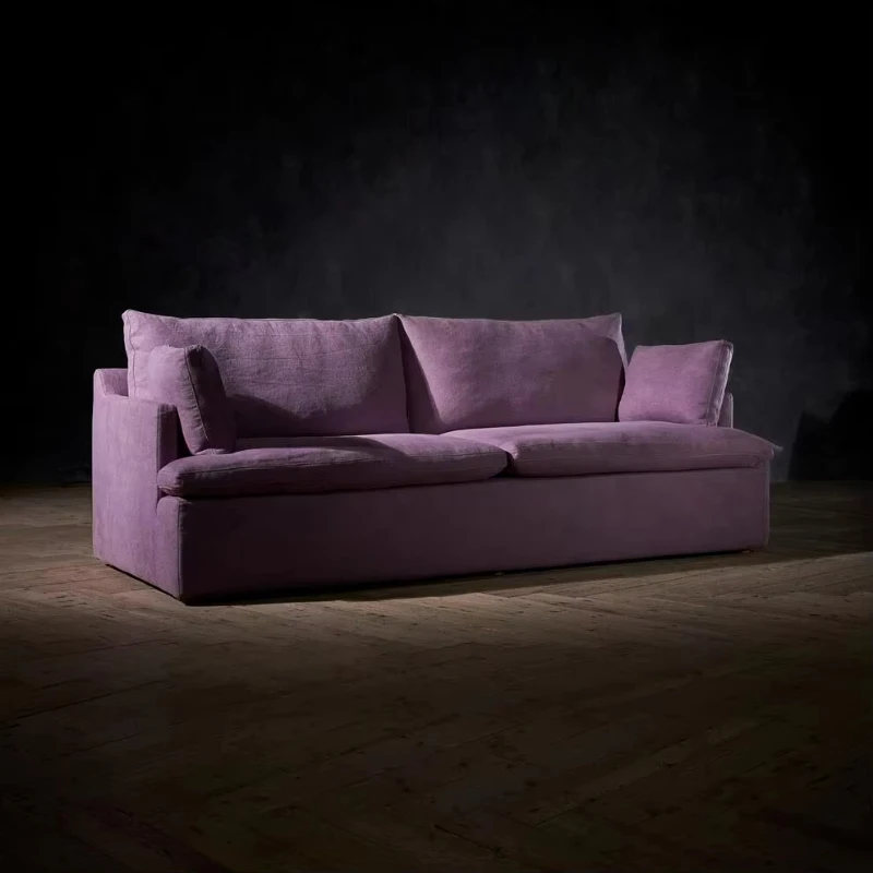 Nordic wabi-sabi medieval style washed linen, three-seater sofa, fully disassembled washable furniture