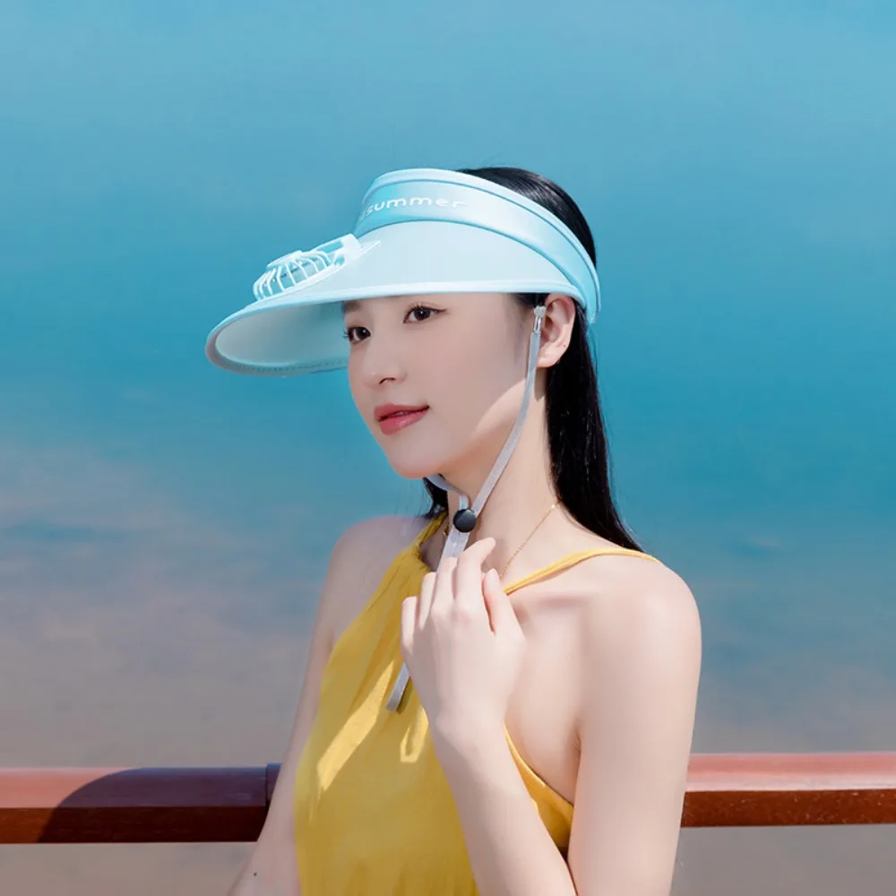 Fishing Hat USB Charging Breathable UV Protection Sun Visor Women Beach Hat Fan Cooling  Hat Sunscreen Hat Fan Empty Top Hat